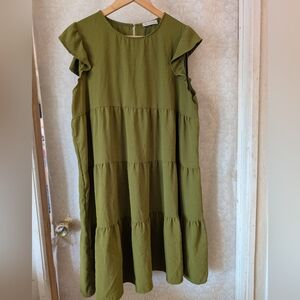 KIRUNDO SZ.Large Mini Dress Green Lightweight